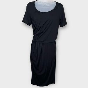 NWT SERAPHINE Mel Black Short Sleeve Nursing Maternity Dress Size 6 soft jersey